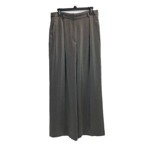 Maeve The Avery Pleated Wide Leg Trouser Pants Size 14 Dark Metallic Gray Satin